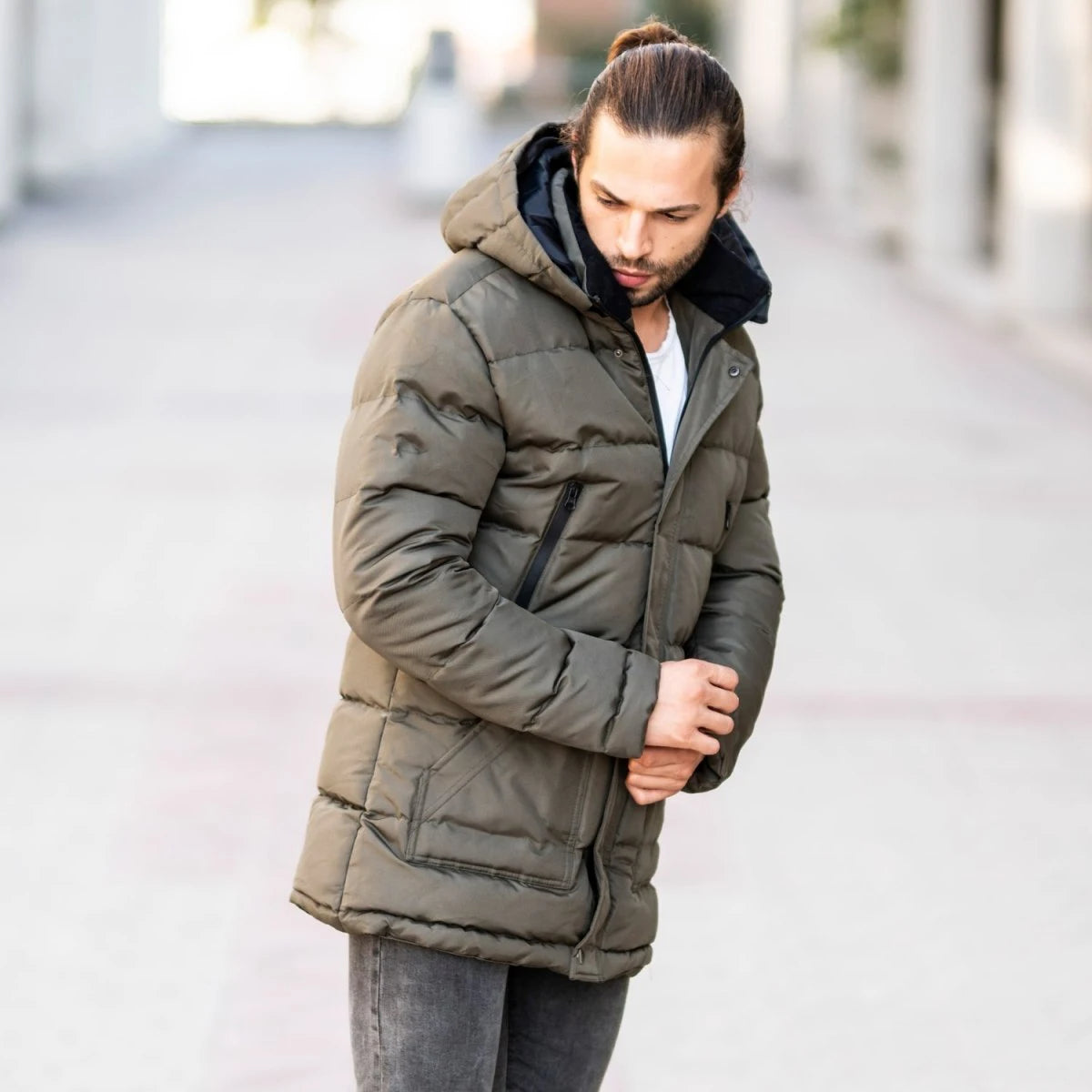 Long Zipper Puffer Jacket