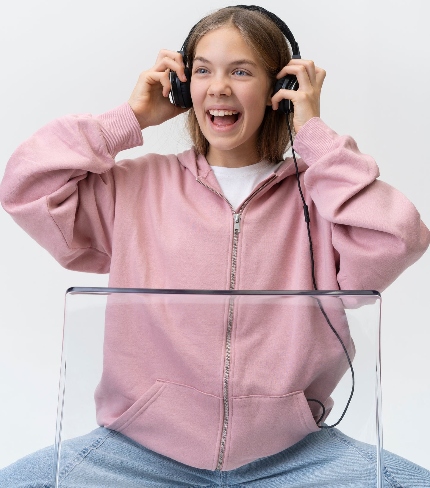 Teen's Zipper Hoodie Pink