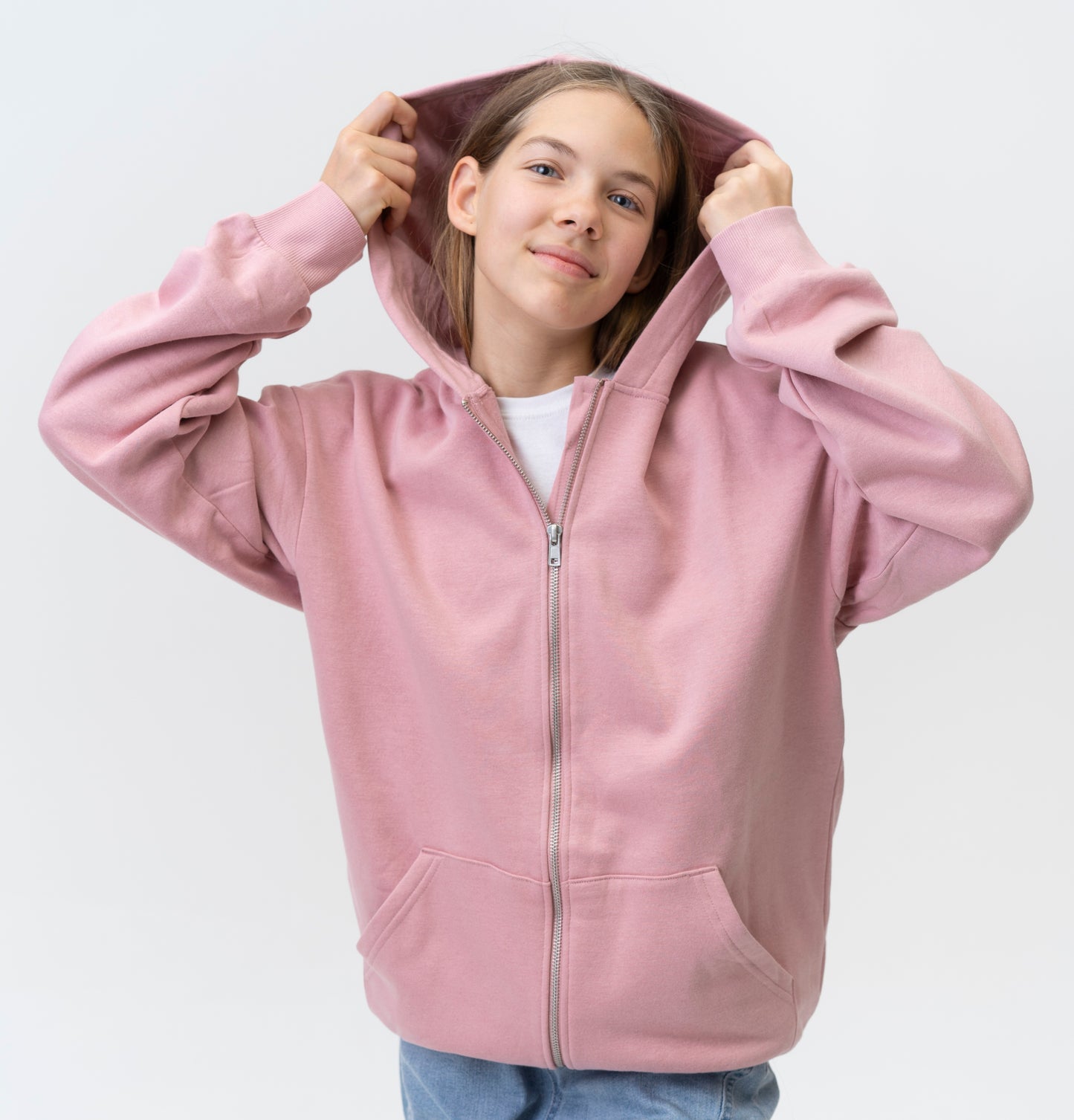 Teen's Zipper Hoodie Pink